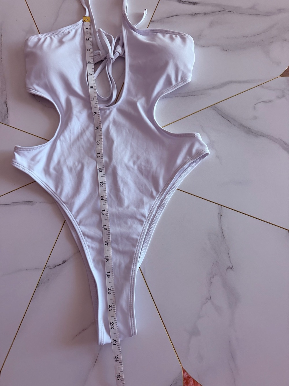 White Cutout One-Piece Swimsuit - Picture 6 of 9